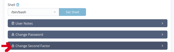 Change second factor screenshot